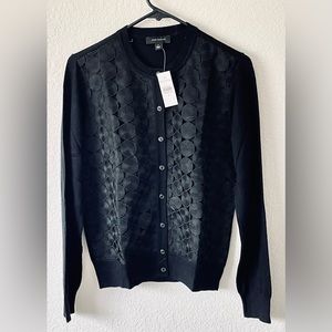 ✨ANN TAYLOR✨the Ann Cardigan Size M  Ribbed neckline, crew neck, bottom front.